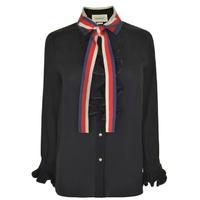 gucci contrast collar silk shirt