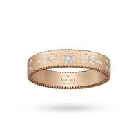 Gucci Icon Blossom Rose Gold and White Enamel Band Ring - Ring Size O