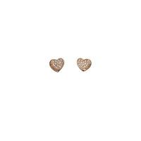 guess rose gold plated small crystal studded heart earrings