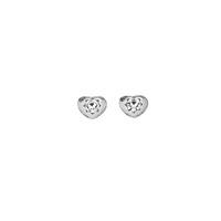 guess rhodium plated mini heart stud earrings