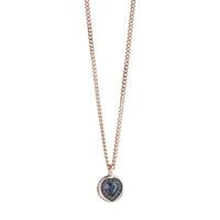 guess rose gold plated necklace with blue montana pendant