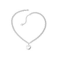 Guess Rhodium Plated Heart Coin Necklace