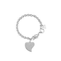 guess rhodium plated guess love charm bracelet