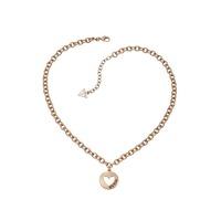 Guess \'G Gir\'l Rose Gold Coin Heart Necklace