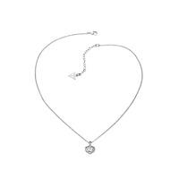 Guess Rhodium Plated Mini Heart Pendant Necklace