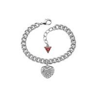 Guess Rhodium Plated Bracelet With Heart Charm