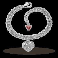 Guess Rhodium Plated Crystal Heart Bracelet