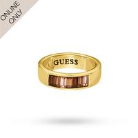 Guess Gold PVD Channel Baguette Ring - Ring Size 52