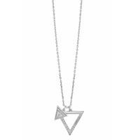 GUESS Ladies Rhodium Plated Iconic 3angles Necklace