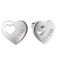 GUESS Ladies Silver Plated Heart Devotion Earrings