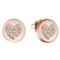 GUESS Ladies Rose Gold Plated Heart Devotion Earrings