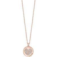 GUESS Ladies Rose Gold Plated Heart Devotion Necklace
