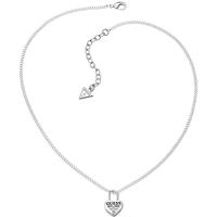 guess ladies heart pendant silver necklace