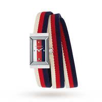 gucci g frame collection red and blue strap watch