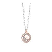 Guess Rose Gold Plated Ornament Disc Necklace