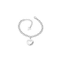 Guess Rhodium Plated Heart Coin Bracelet