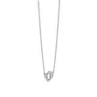 Guess Rhodium Plated Mini G Heart Necklace
