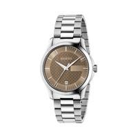 gucci g timeless mens brown dial stainless steel watch