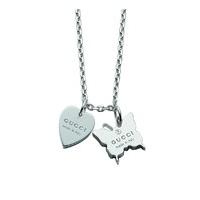 Gucci Trademark silver heart and butterfly pendant