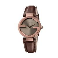 Gucci Interlocking G ladies\' brown dial brown leather strap watch