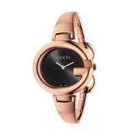 gucci guccissima ladies rose gold tone bangle watch large