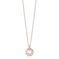 Guess Ladies Heart Devoted Rose Gold Plated Cutout Heart Pendant UBN82049