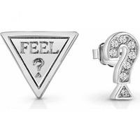 guess rhodium plated feelguess stud earrings ube83082