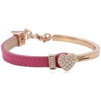 Guess Ladies Stainless Steel Pink Leather Bangle UBS91310