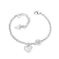 Guess Ladies Heart Devotion Rhodium Plated Crystal Bracelet UBB82057-L