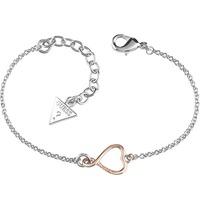 Guess Ladies Silver Rose Gold Heart Bracelet UBB61052-L
