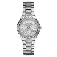 Guess Stainless Steel Crystal Set White Multi Dial Bracelet Watch W0111L1