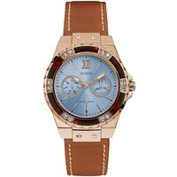 Guess Ladies Limelight Brown Leather Strap Watch W0775L7