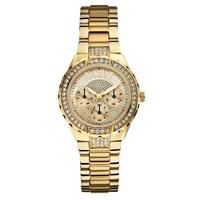 Guess Gold Plated Crystal Set Gold Multi Dial Bracelet Watch W0111L2