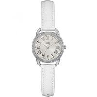 Guess Ladies White Leather Strap Watch W0959L1