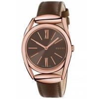 gucci ladies horsebit brown watch ya140408