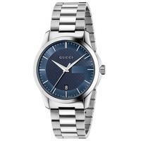 gucci mens timeless steel blue watch ya126440