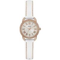 Guess Ladies Rose Gold Plated White Leather Strap Watch W0959L3