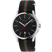 Gucci Mens Timeless Black Slim Strap Watch YA126321