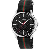 gucci mens timeless black slim strap watch ya126321