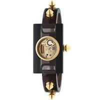 gucci ladies gold plated black spike medium plastic bangle watch ya143 ...