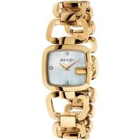 gucci ladies gold plated g diamond bracelet watch ya125513