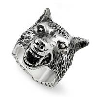 Gucci Forest Silver Wolf Head Ring YBC476900001020