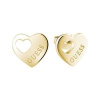 Guess Ladies Heart Devotion Gold Plated Heart Stud Earrings UBE82040
