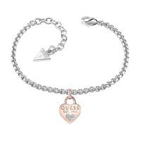 Guess Ladies All About Shine Two Tone Heart Padlock Bracelet UBB82105-L