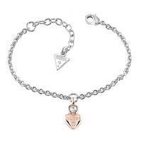 guess ladies guessy two tone heart charm bracelet ubb82014 l