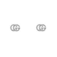 Gucci GG 18ct White Gold Diamond Stud Earrings YBD48167800100U