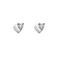 Gucci 18ct White Gold Trademark Diamond Heart Earrings YBD27277000100U