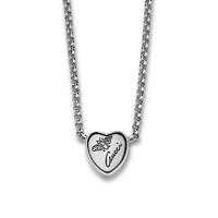 Gucci Silver Flora Engraved Heart 42cm Necklace YBB34195400100U