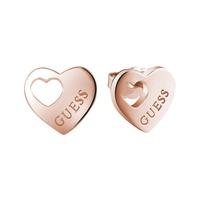 Guess Ladies Heart Devotion Rose Gold Plated Stud Earrings UBE82041