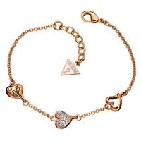 Guess Rose Gold Plated Triple Heart Bracelet UBB71332